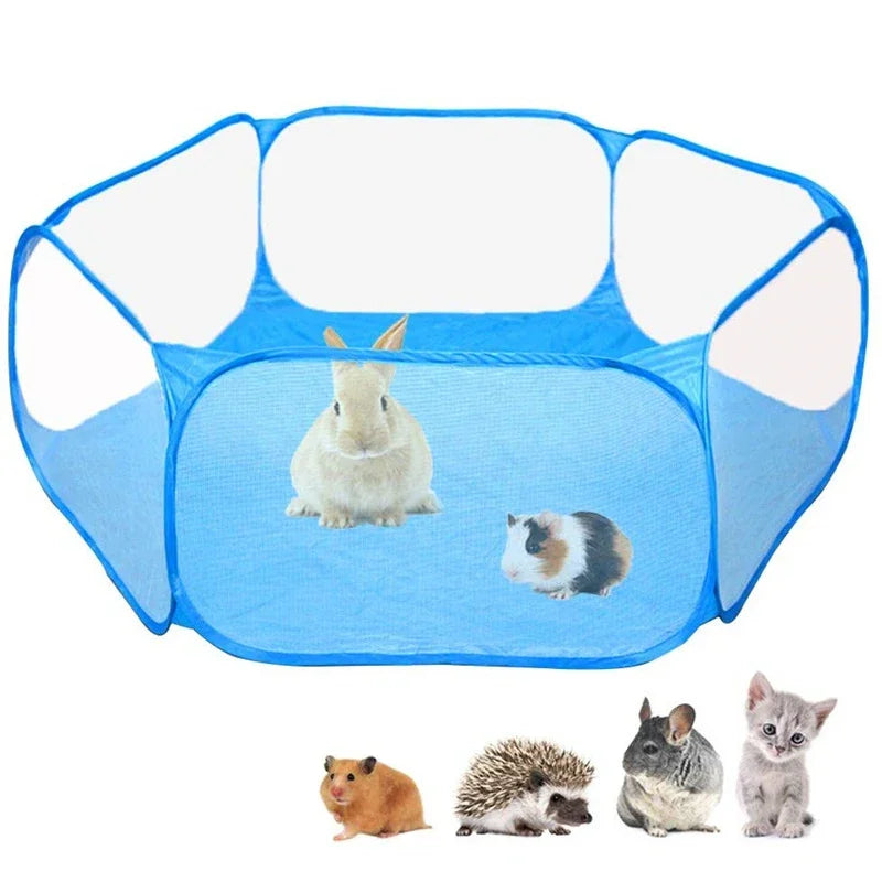 Portable Transparent Small Pet Cage – Foldable Playpen for Dogs, Cats, Rabbits & Hamsters