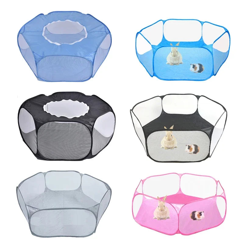 Portable Transparent Small Pet Cage – Foldable Playpen for Dogs, Cats, Rabbits & Hamsters