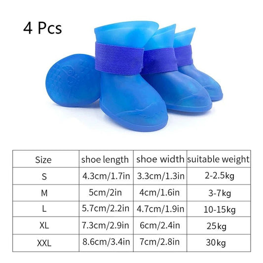 4 - Piece Waterproof Dog Boots - Anti - Slip Rubber Rain Shoes for Dogs & Cats - The Best For Pets