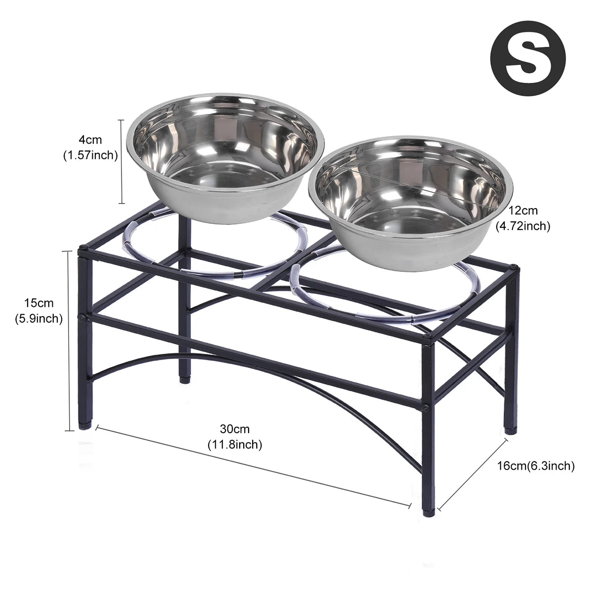 Raised Pet Feeder – Elevated Double Stainless Steel Bowls for Dogs & Cats