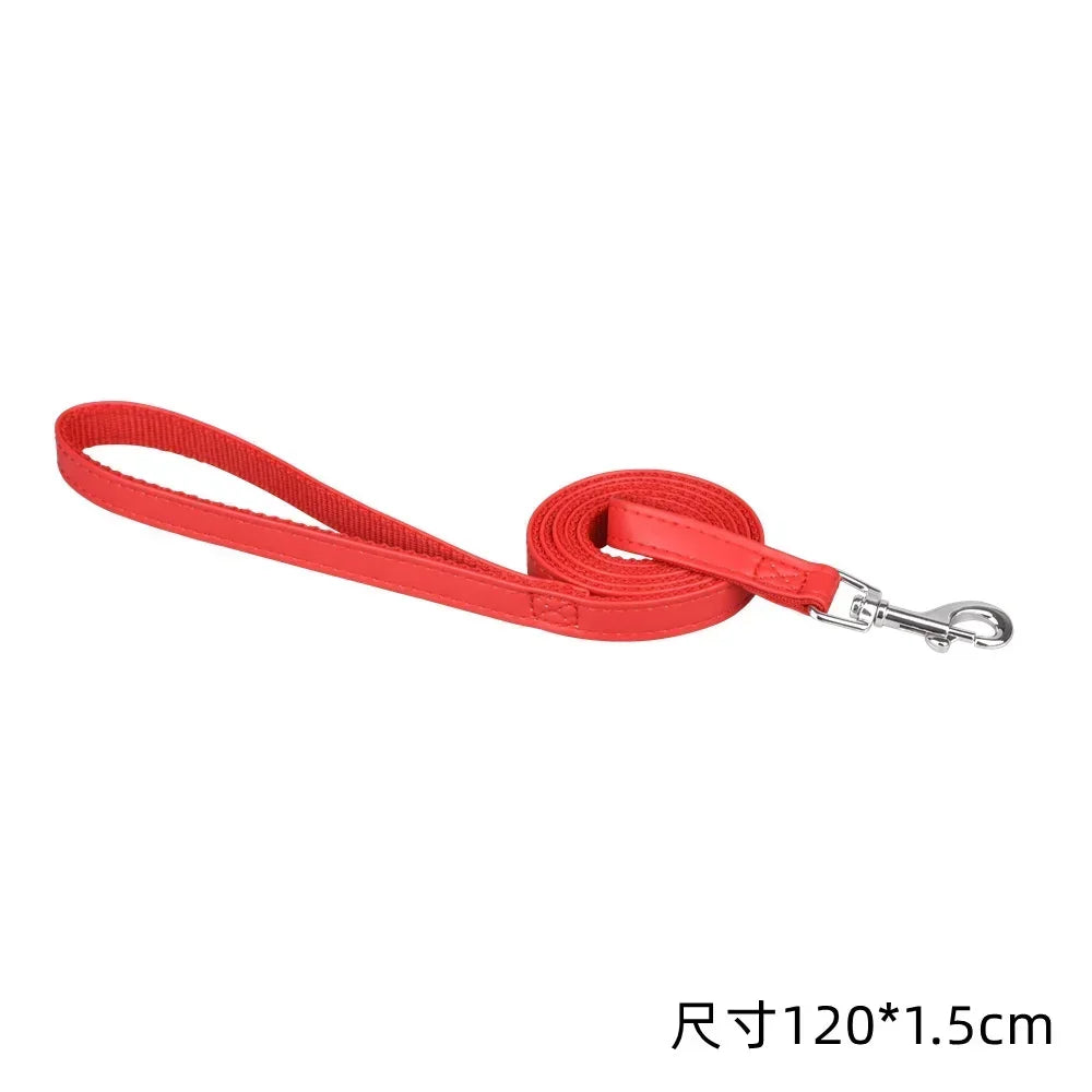 120cm PU Leather Dog Leash – Padded Nylon Lead for Dogs & Cats