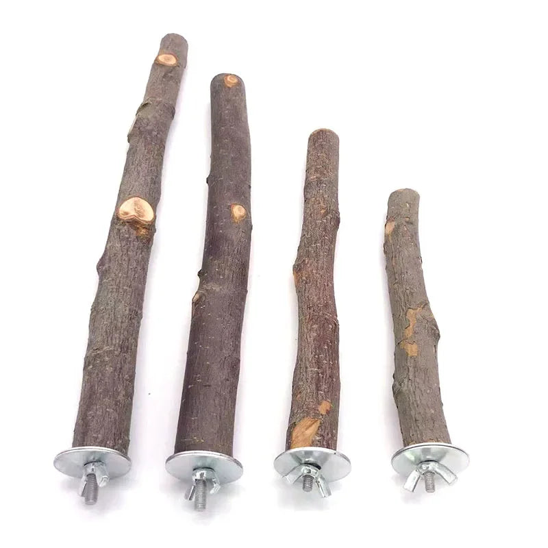 Natural Wood Branch Stand – Chew Toy Perch for Parrots, Hamsters & Birds
