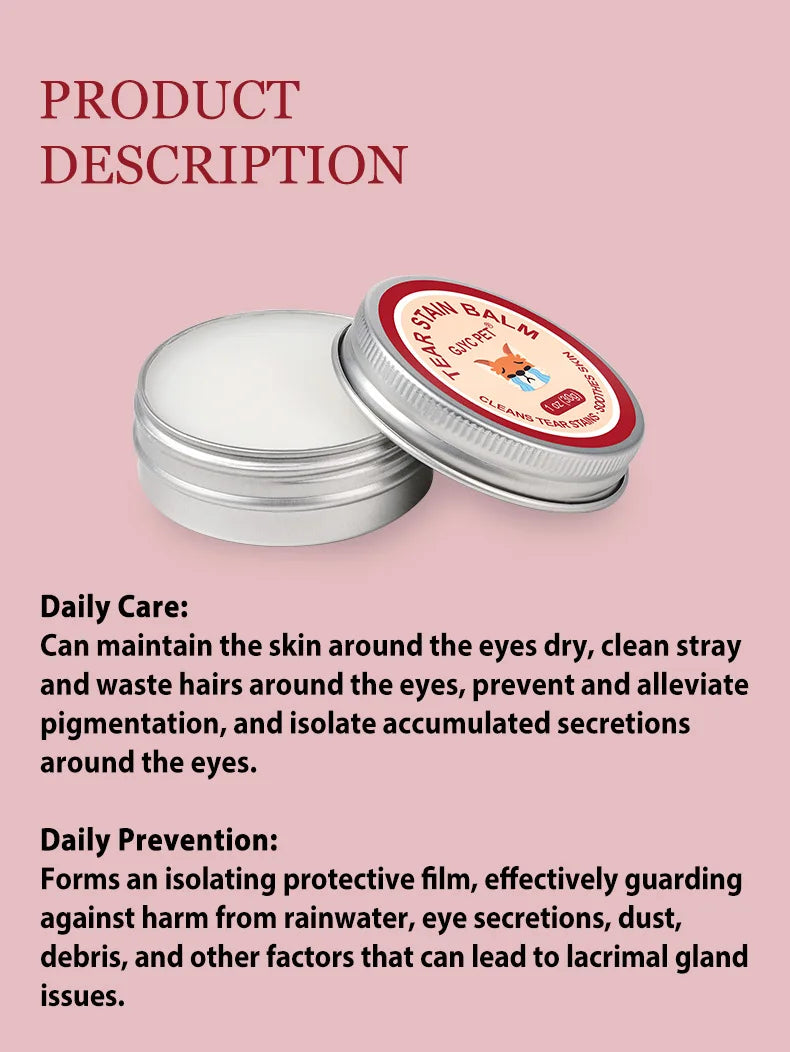 Natural Tear Stain Remover Balm – Gentle Eye Care for Dogs & Cats