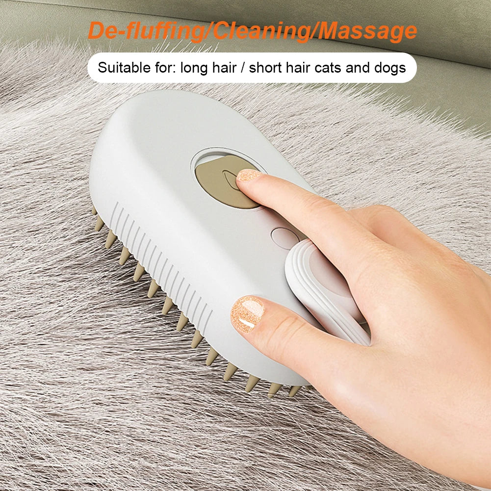 3-in-1 Pet Grooming Brush – Electric Hair Remover with Steam & Massage
