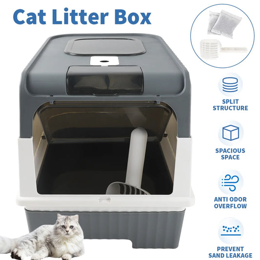 XL Enclosed Cat Litter Box – Drawer-Style, Self-Cleaning & Splash-Proof Pet Toilet