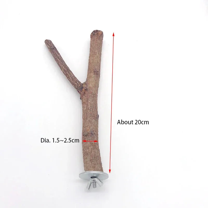 Natural Wood Branch Stand – Chew Toy Perch for Parrots, Hamsters & Birds