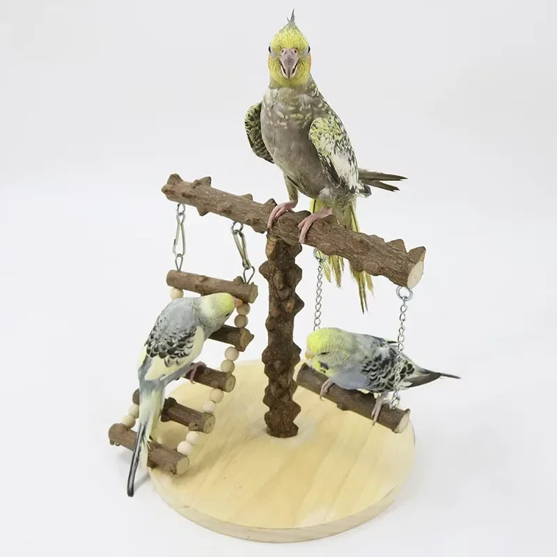 Pepper Wood Parrot Platform – Climbing Net, Ladder, Swing & Bridge Toy