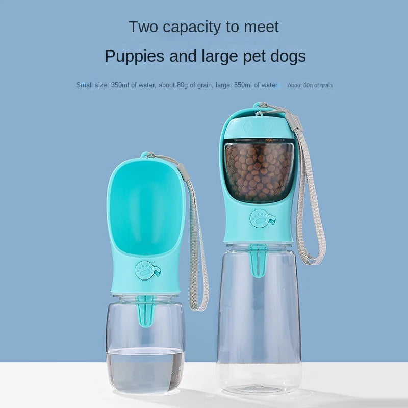 Portable Pet Food & Water Bottle – Food Grade Travel Cup with Food Dispenser for Dogs & Cats