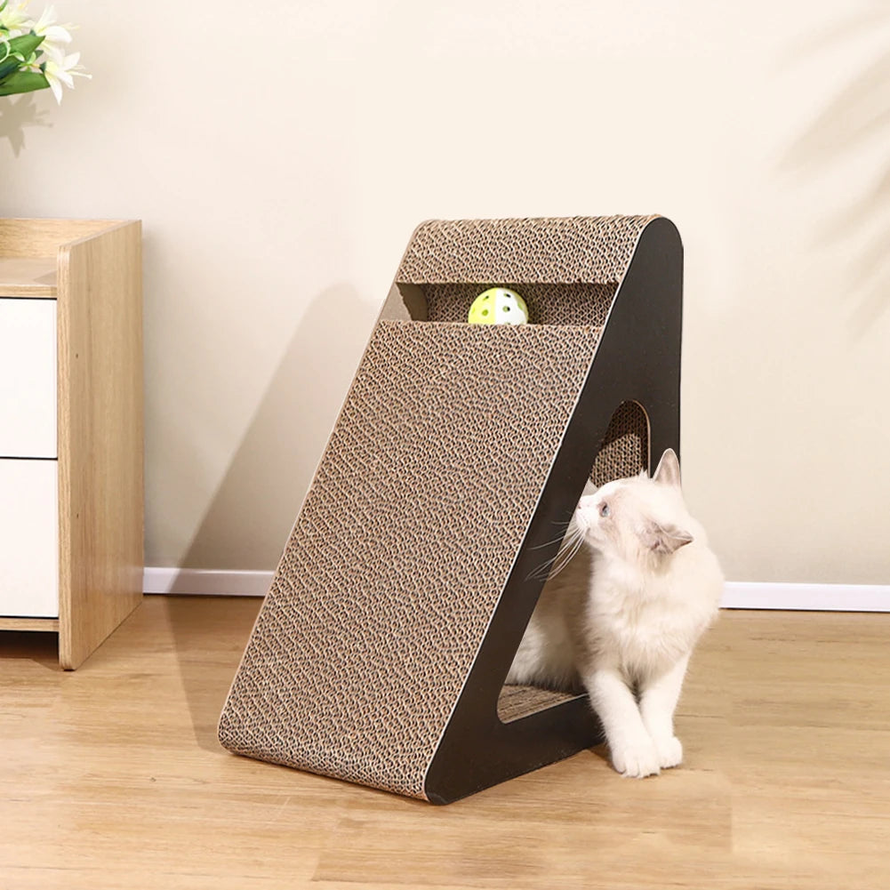 2-in-1 Cat Scratcher Toy with Spinning Balls for Stress Relief