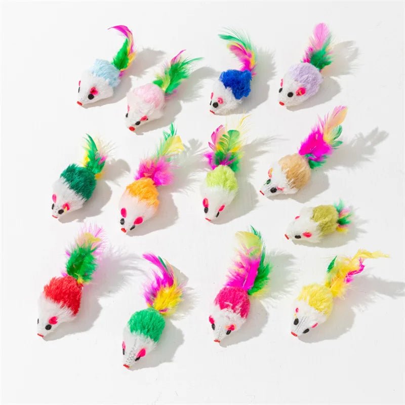 Rabbit Fur Cat Toy – Feather Rainbow Mouse for Interactive Play with Kittens - The Best For Pets