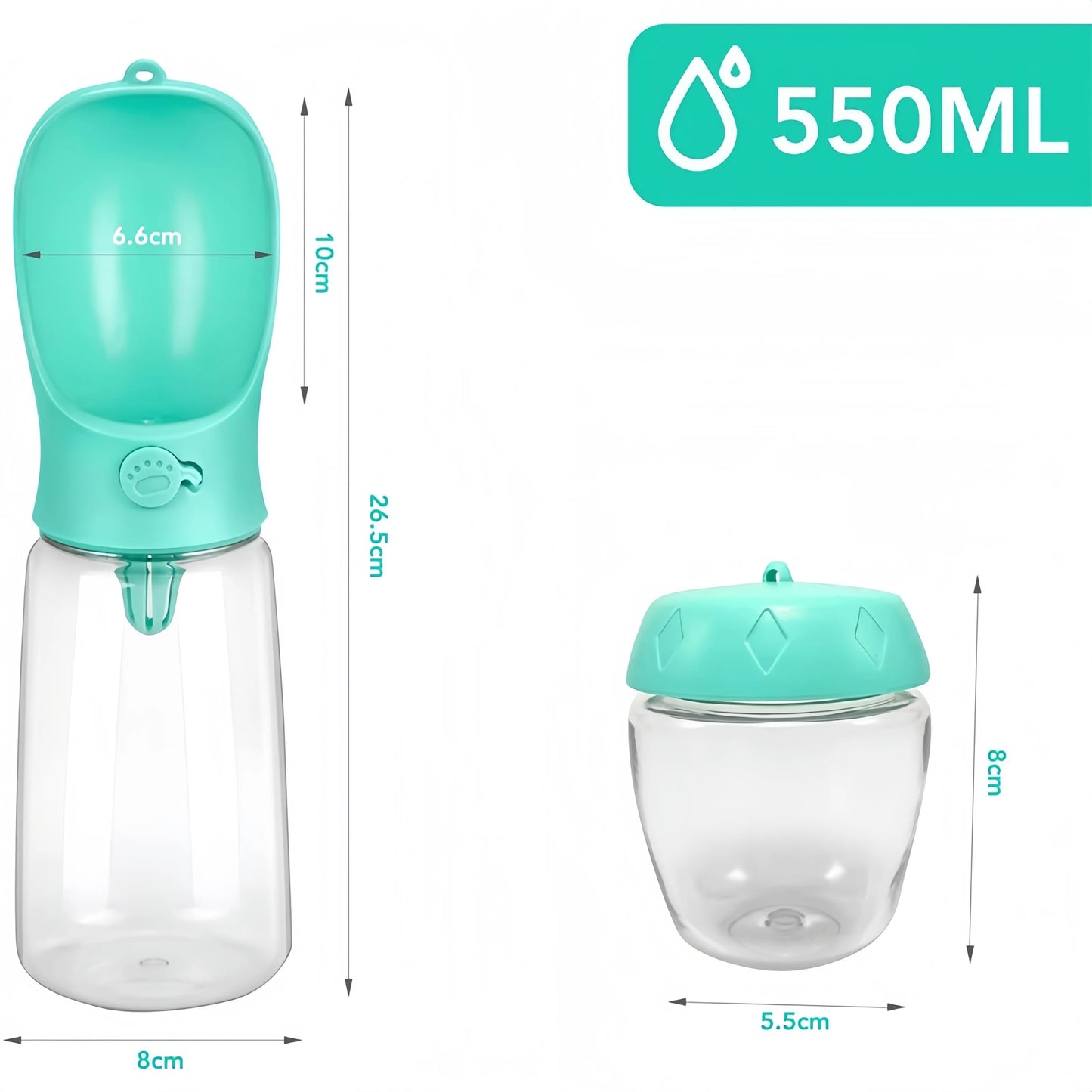 Portable Pet Food & Water Bottle – Food Grade Travel Cup with Food Dispenser for Dogs & Cats