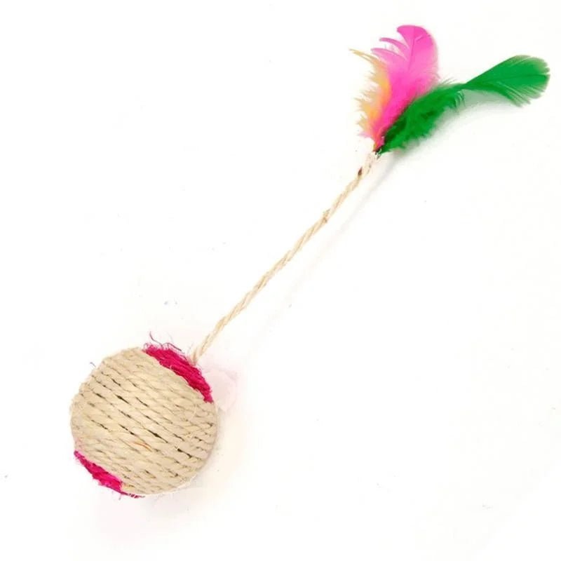 Sisal Cat Scratching Ball – Interactive Feather Toy for Kittens and Cats - The Best For Pets