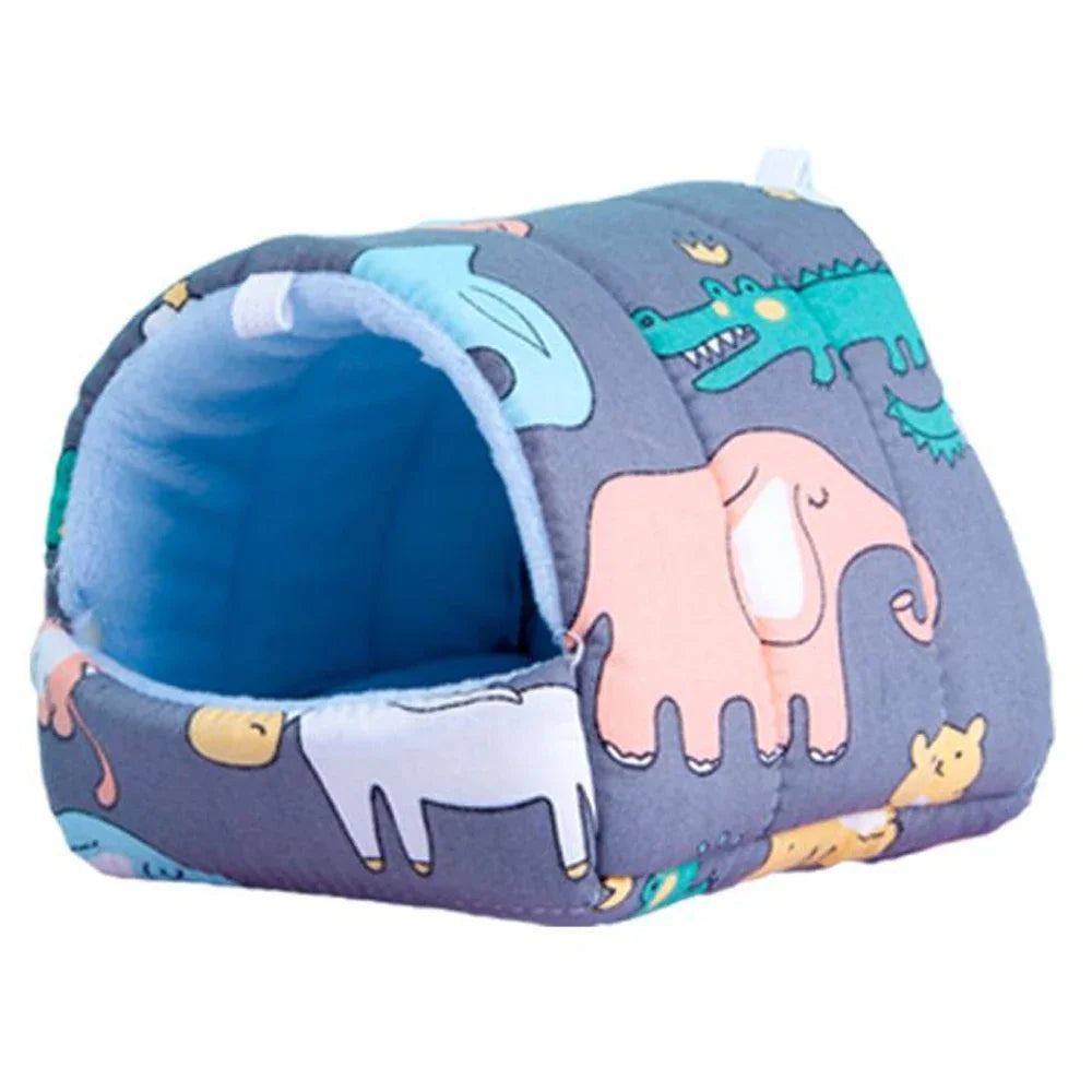 Cute Cartoon Mini Pet Bed – Warm Winter Nest for Guinea Pigs, Rabbits & Hamsters