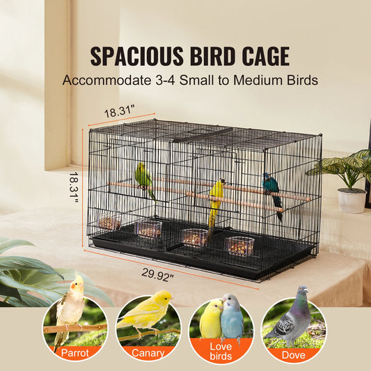 Stackable Flight Bird Cage – Divided Travel Cage with Handle & Perch for Birds
