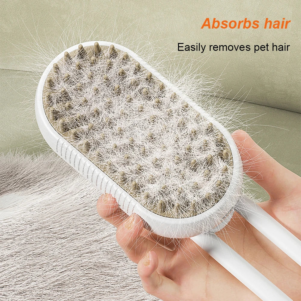 3-in-1 Pet Grooming Brush – Electric Hair Remover with Steam & Massage