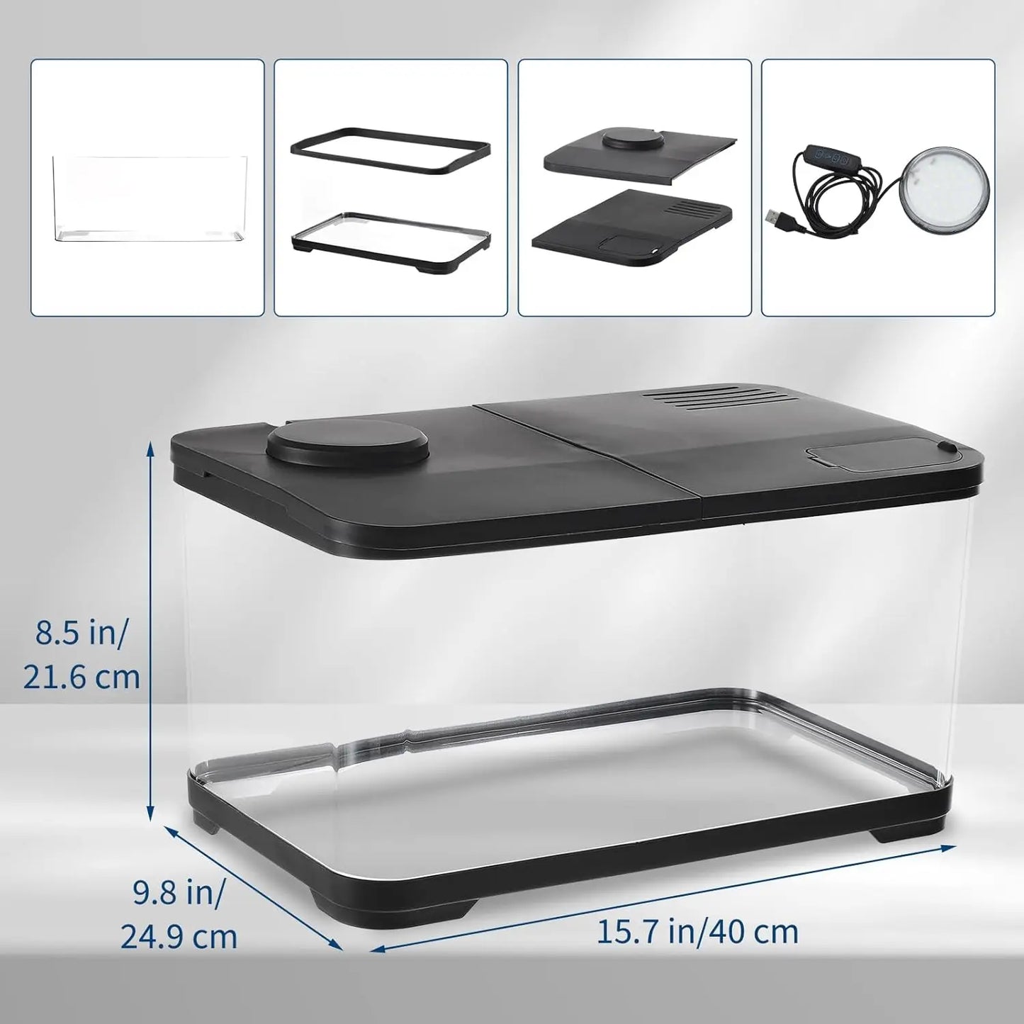 50L Acrylic Aquarium Kit – Tank with Light for Fish, Shrimp & Plants