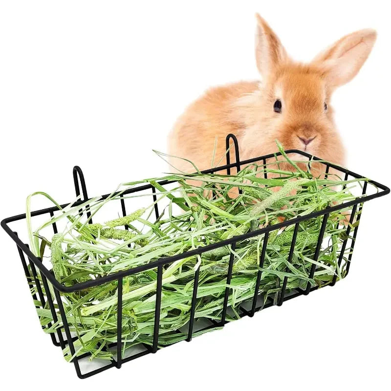 Rabbit Hay Feeder Rack – Grass Frame & Food Bowl for Small Pets