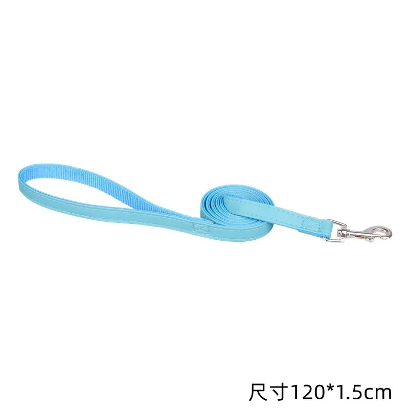 120cm PU Leather Dog Leash – Padded Nylon Lead for Dogs & Cats