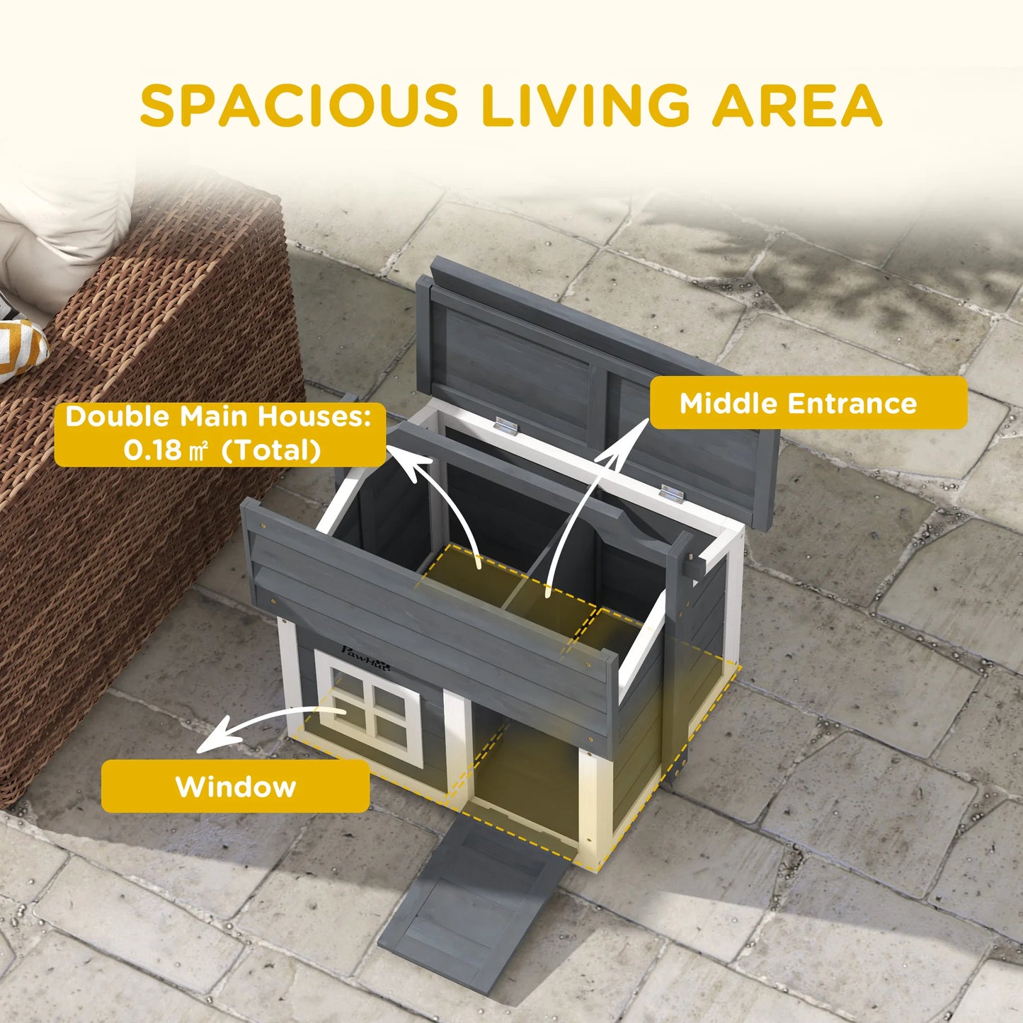 Rabbit Hutch with Handle - Indoor/Outdoor Wooden Hutch with Openable Roof - The Best For Pets