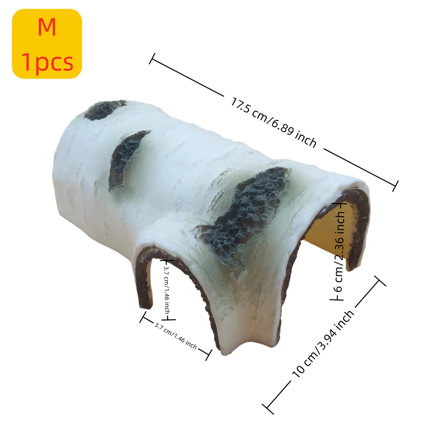 Reptile Hideaway Cave – Resin Birch Wood Shelter for Lizards & Amphibians
