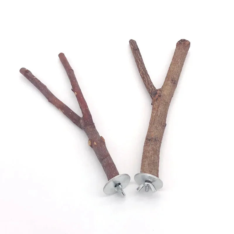 Natural Wood Branch Stand – Chew Toy Perch for Parrots, Hamsters & Birds
