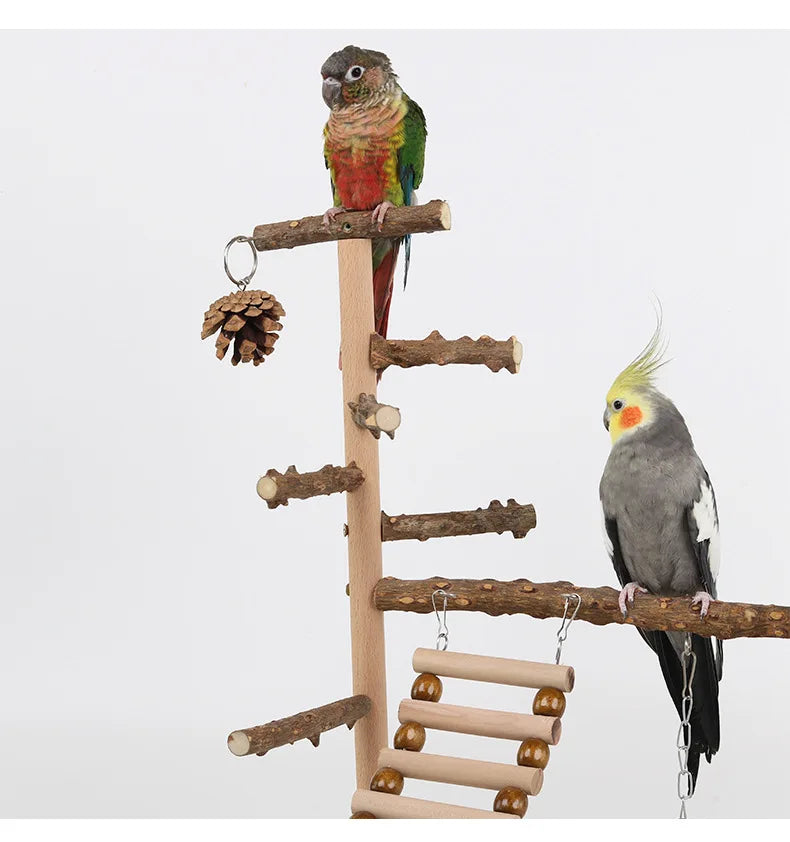 Pepper Wood Parrot Platform – Climbing Net, Ladder, Swing & Bridge Toy