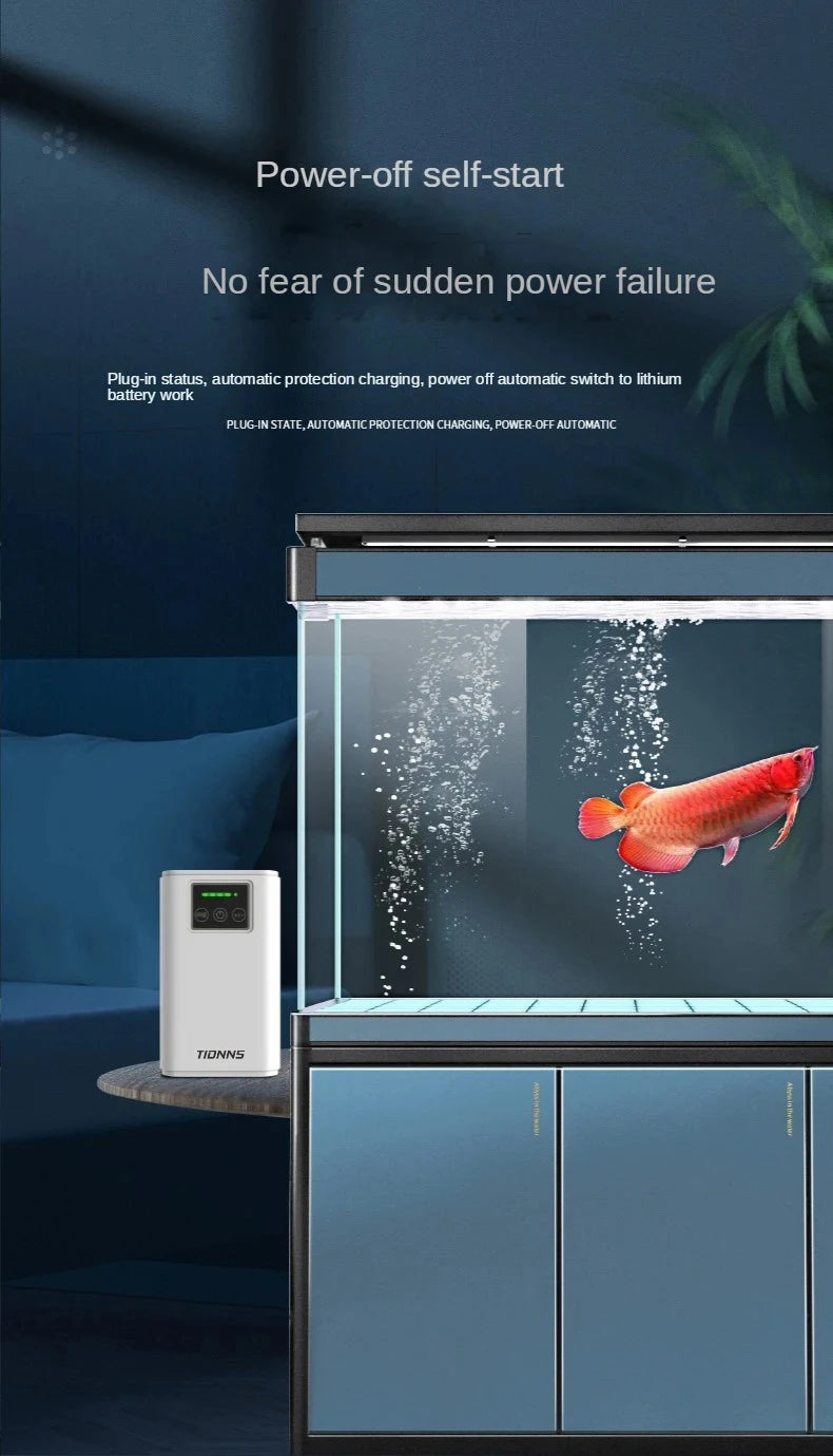 Portable USB Oxygen Pump – Dual-Use Aquarium Air Pump, Silent, 6000mAh Battery