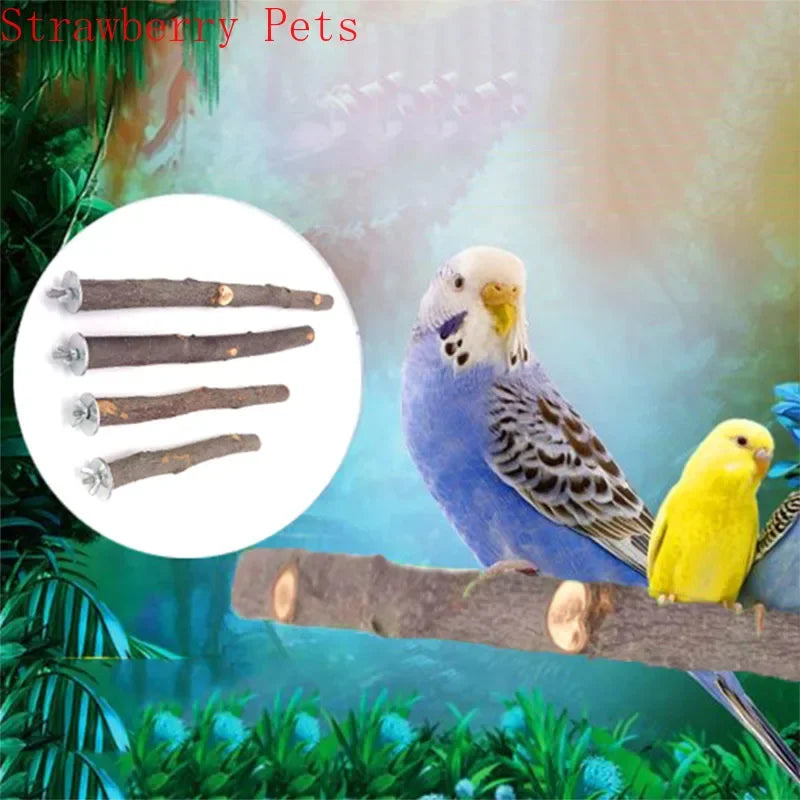 Natural Wood Branch Stand – Chew Toy Perch for Parrots, Hamsters & Birds