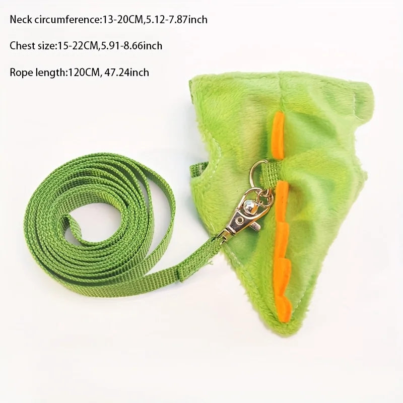 Ferret Harness & Leash - Cute Dinosaur Vest with Bell for Small Pets