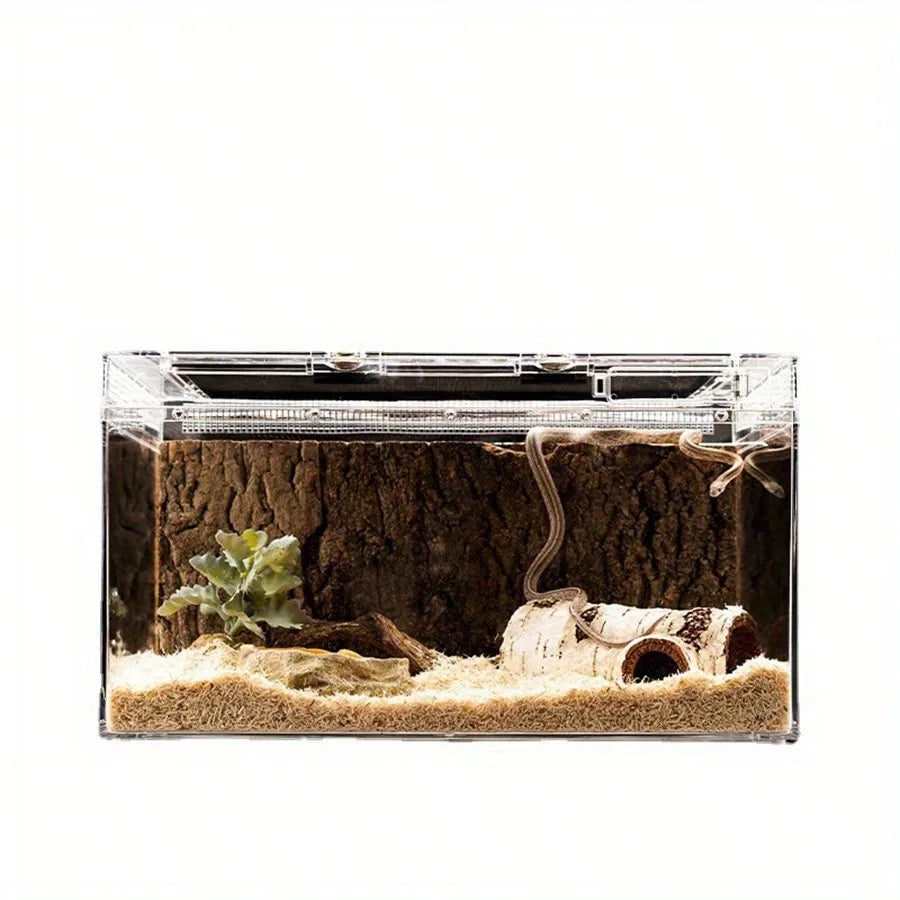 Reptile Hideaway Cave – Resin Birch Wood Shelter for Lizards & Amphibians
