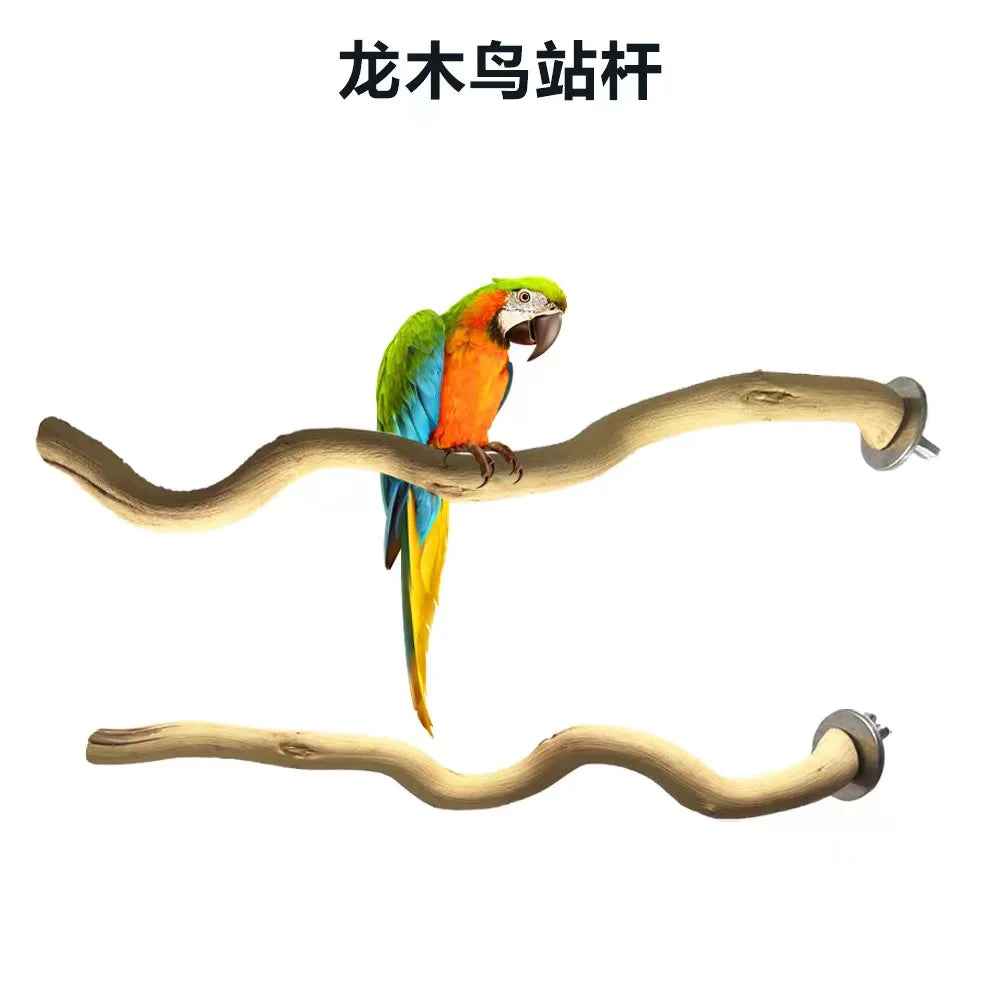 Natural Wood Fork Perch – Hanging Swing Branch Toy for Bird Cages
