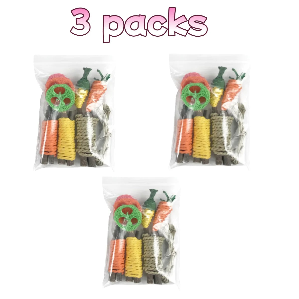 Pet Tooth Grinding Set – Chew Toys & Snacks for Rabbits, Guinea Pigs & Hamsters