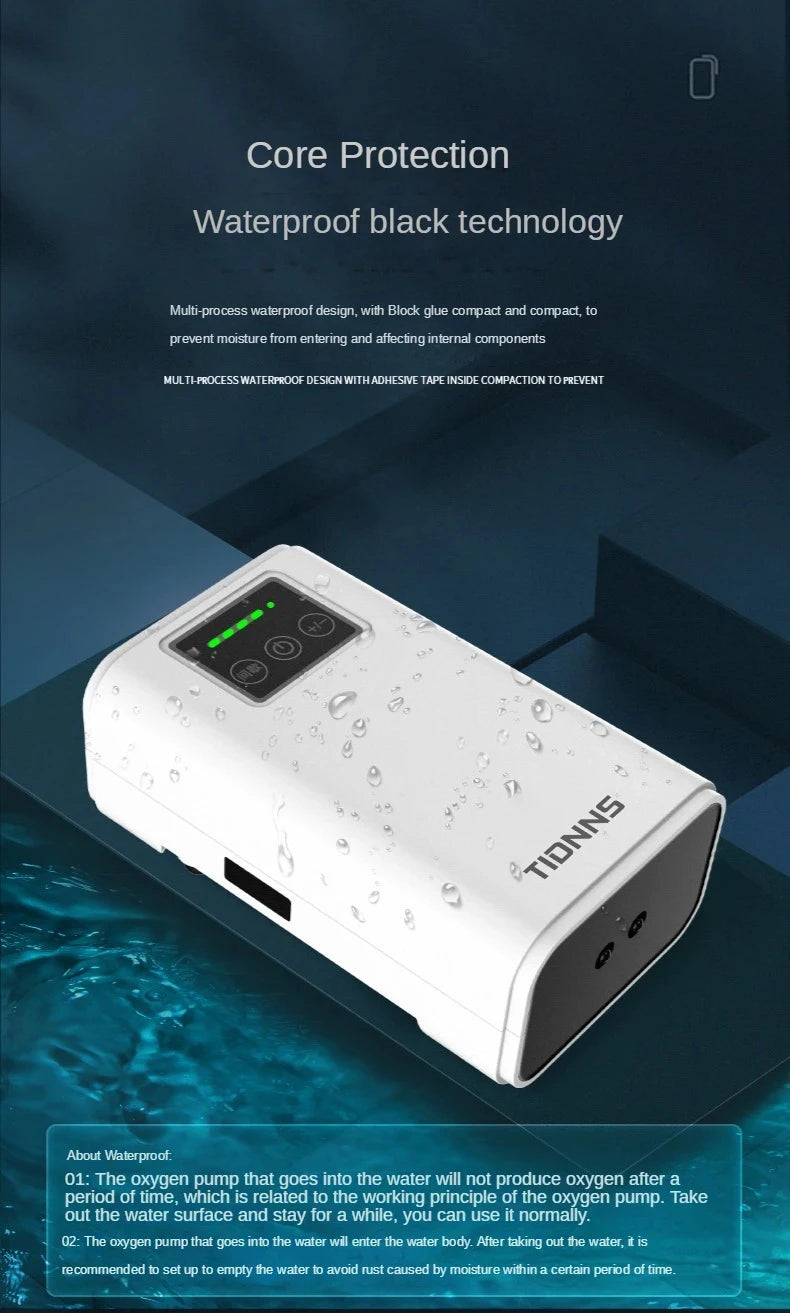 Portable USB Oxygen Pump – Dual-Use Aquarium Air Pump, Silent, 6000mAh Battery