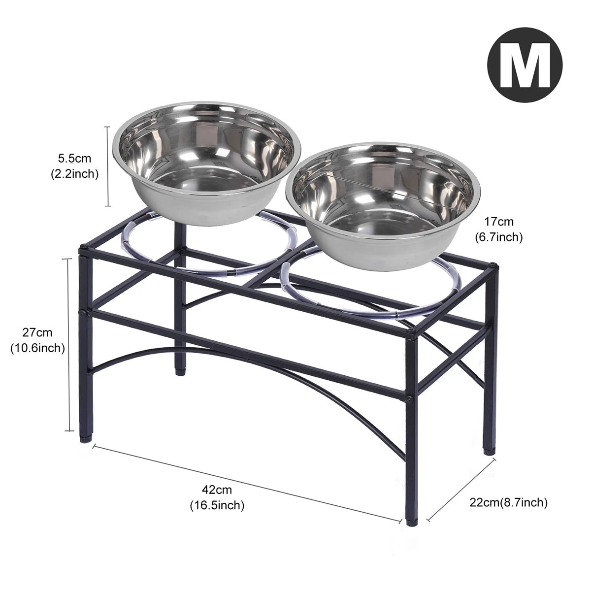 Raised Pet Feeder – Elevated Double Stainless Steel Bowls for Dogs & Cats