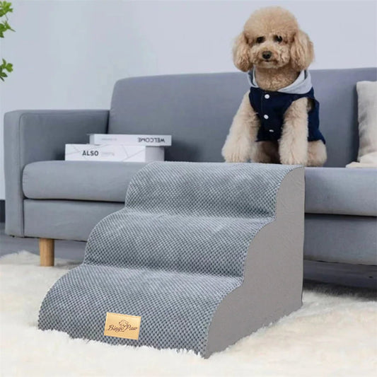 Dog Stairs 5 Steps - Pet Steps for High Beds & Sofas with Washable Cover - The Best For Pets