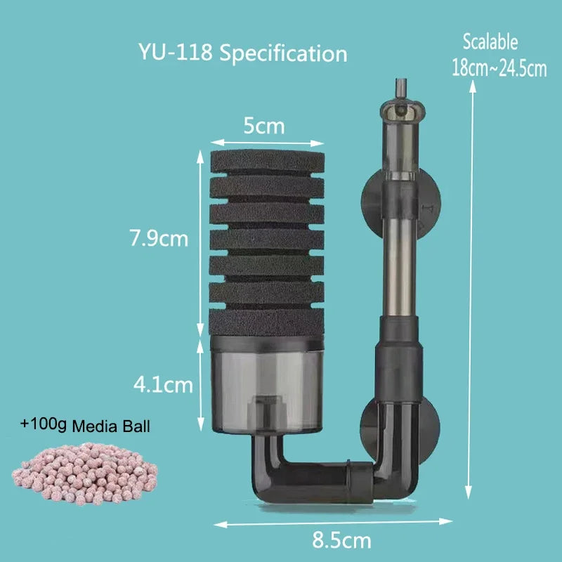 Aquarium Bio Sponge Filter – Air-Powered Skimmer & Water Cleaner