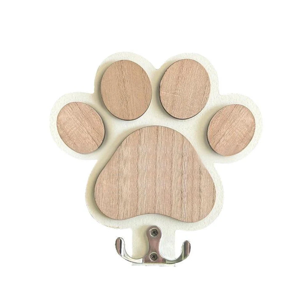 Paw Print Wooden Leash Hanger – Wall Hook for Dog Collars, Coats & Gifts for Pet Lovers