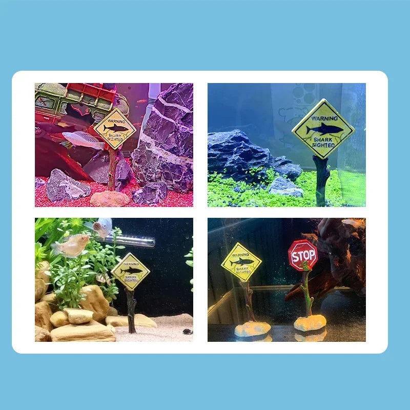 Warning Signs Ornament – Aquarium Decoration & Fish Tank Background
