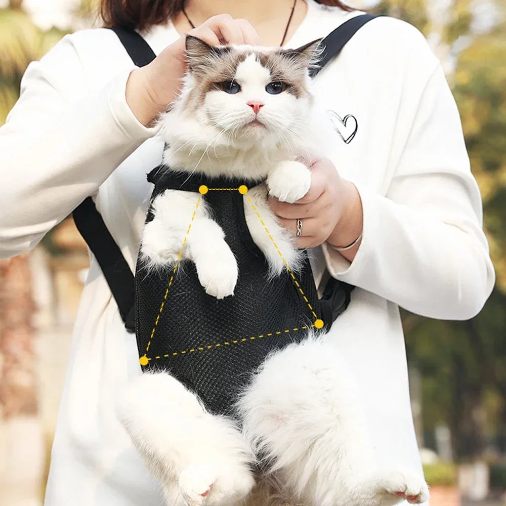 Cat Travel Backpack Sack – Breathable, Portable Pet Carrier for Both Shoulders