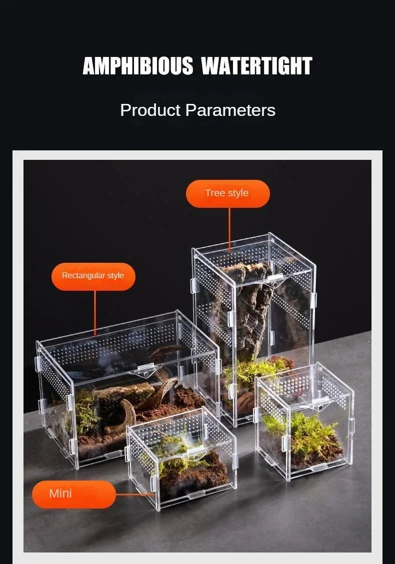 Acrylic Reptile Terrarium – Nano Breeding Box for Spider, Scorpion & Lizards
