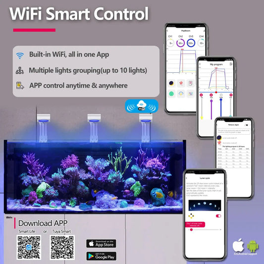 PopBloom WiFi Aquarium LED Light – Full Spectrum Marine Light for Reef Coral Tanks - The Best For Pets