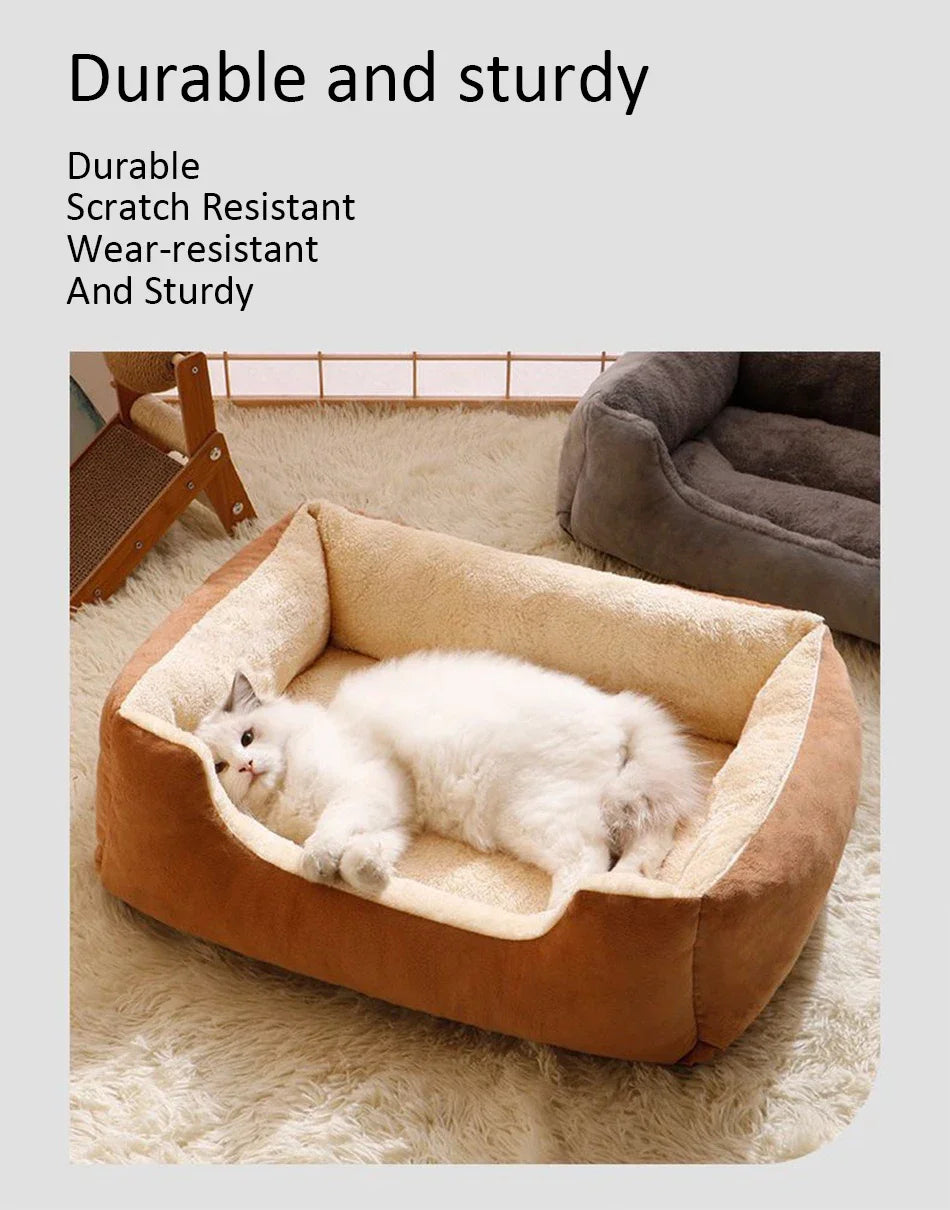 Comfy Plush Puppy Bed – Washable Cushion Basket for Dogs & Cats