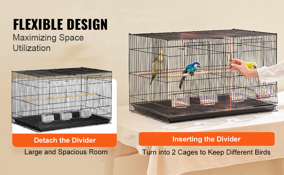 Stackable Flight Bird Cage – Divided Travel Cage with Handle & Perch for Birds