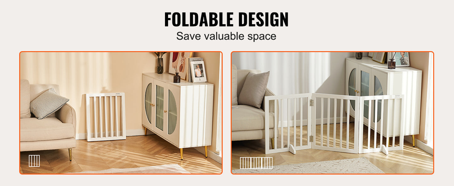 Freestanding Foldable Dog Gate – 3-Panel Expandable Pet Barrier for Narrow Spaces