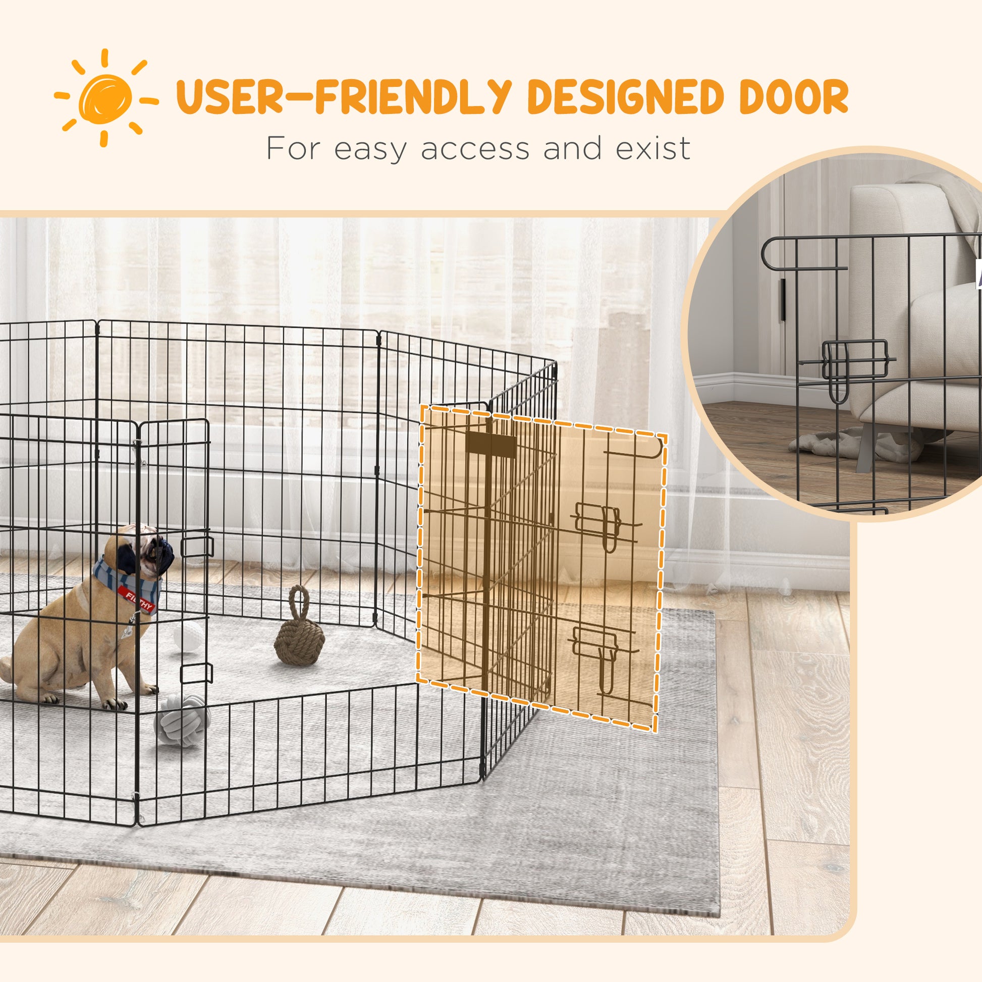 Secure Playpen 24" - Eight - Panel Metal Fence For Dogs & Small Pets - The Best For Pets