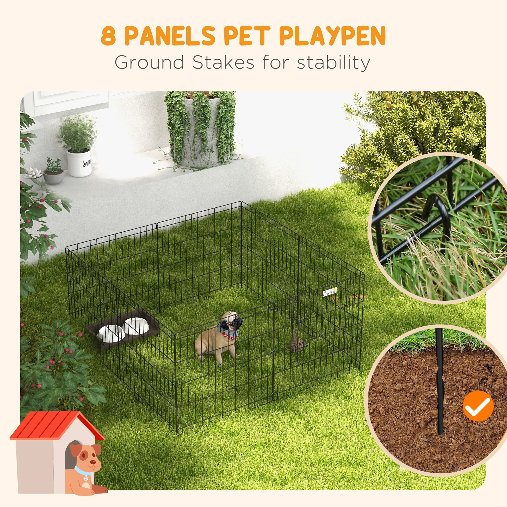 Secure Playpen 24" - Eight - Panel Metal Fence For Dogs & Small Pets - The Best For Pets