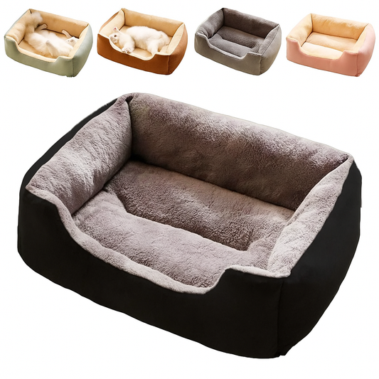 Comfy Plush Box Puppy Bed – Washable Cushion Basket for Dogs & Cats