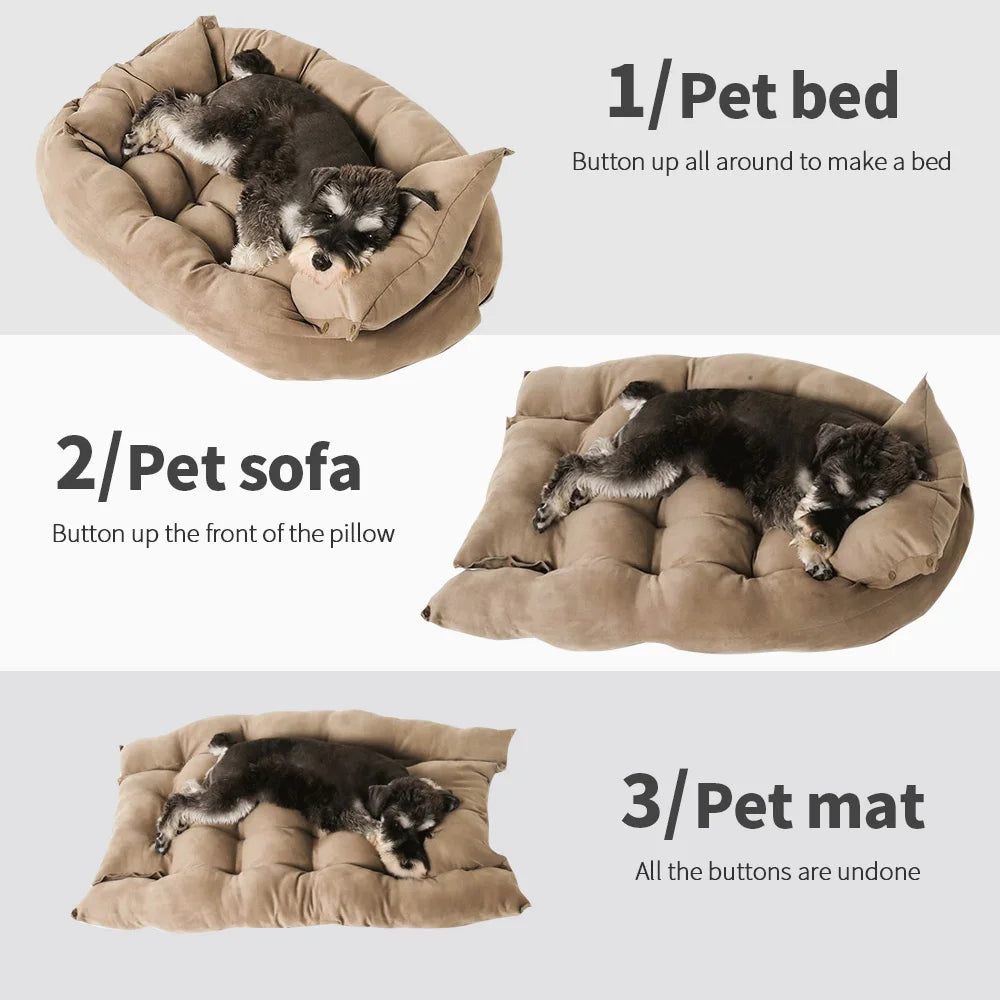 3-in-1 Dog Bed Mat - Multifunction Warm Pet Sofa Cushion for Dogs & Cats