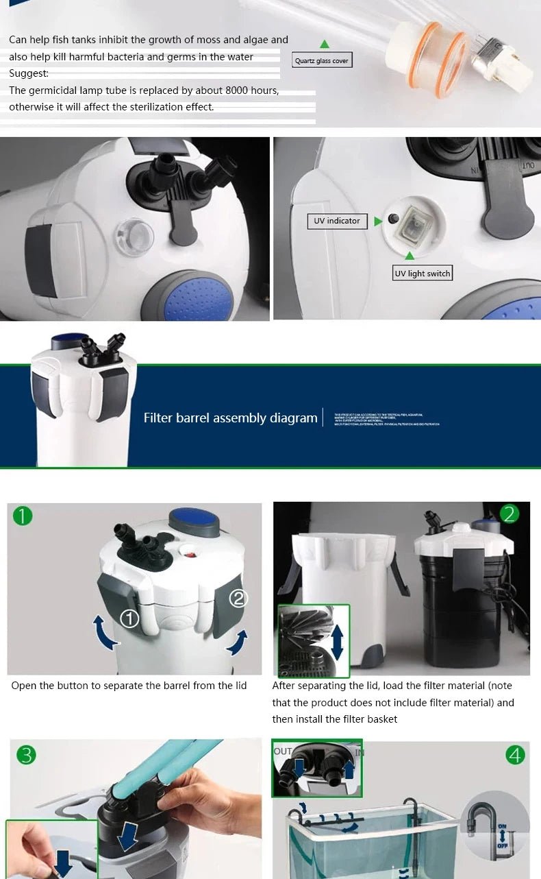 SunSun External Canister Filter System – Multi - Stage Aquarium Filtration for 100–500L Tanks (Multiple Sizes Available) - The Best For Pets