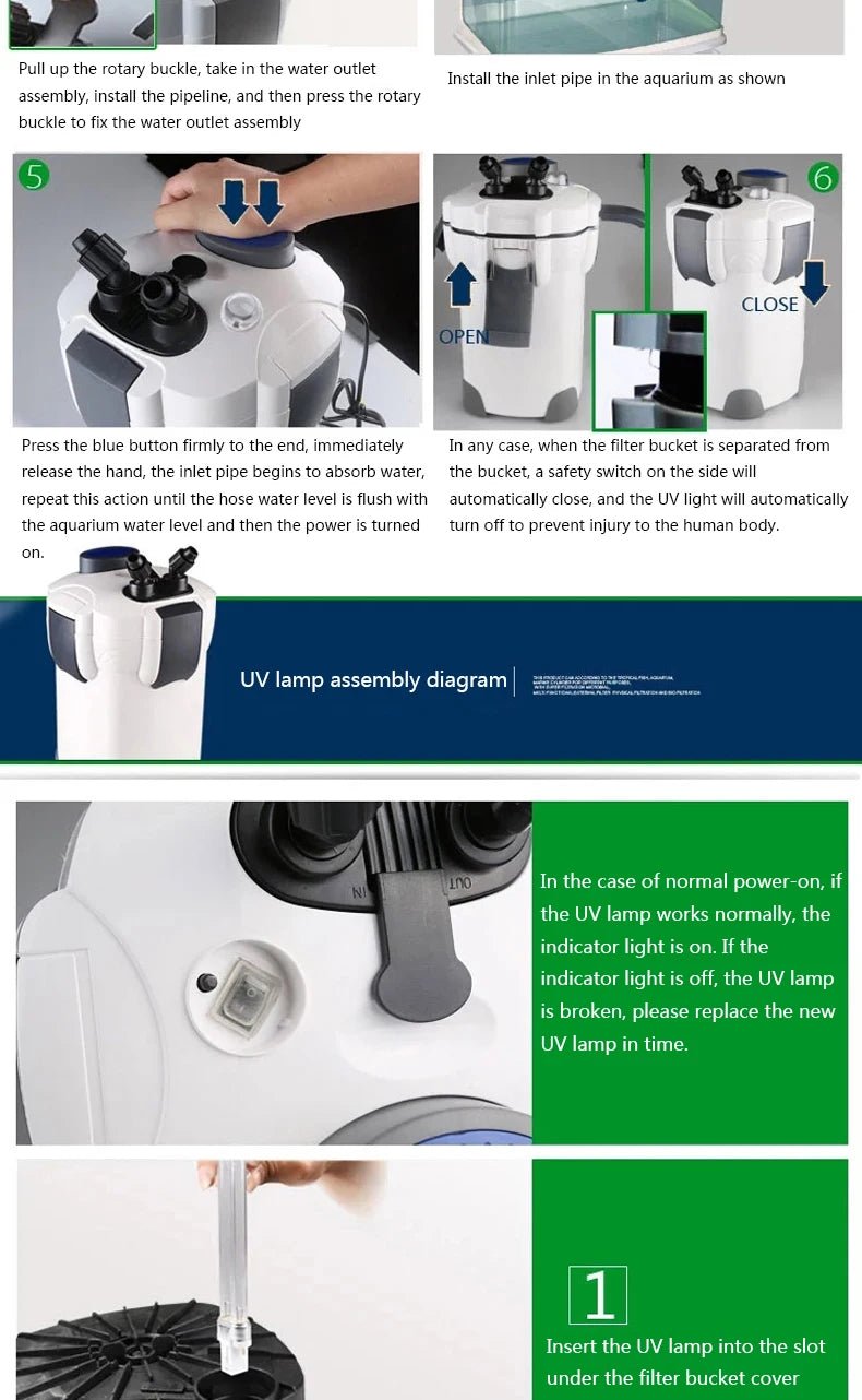 SunSun External Canister Filter System – Multi - Stage Aquarium Filtration for 100–500L Tanks (Multiple Sizes Available) - The Best For Pets